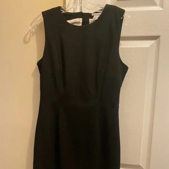h and m black dress H&M HM Edition Summer CROCHET-LOOK w/ FRINGE Long DARK BROWN sleeveless dress in twill with an A H&M HM TREND Conscious Puff-Sleeved